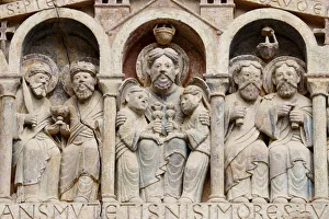 Abraham Prints: Tympanum showing Abraham, Sainte Foy Abbey church, Conques, Aveyron, Massif Central