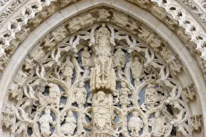 Tympanum Prints: Tympanum showing Jesses tree, Saint-Riquier Abbey church, Somme, France, Europe
