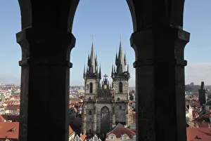 View Through Prints: Tyn Church on Old Town Square, Prague, Czech Republic, Europe