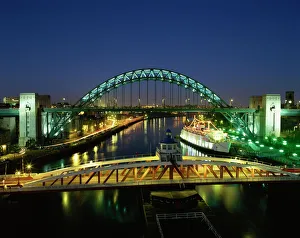 Bridges Prints: The Tyne Bridge illuminated at night, Tyne and Wear, England, United Kingdom, Europe