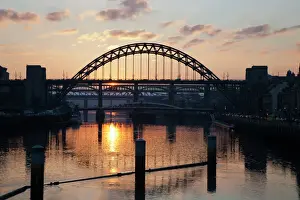 Connection Prints: Tyne Bridge at sunset, spanning the River Tyne between Newcastle and Gateshead