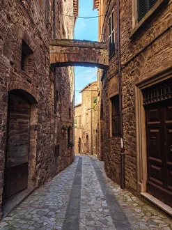 Umbria Prints: A typical alley in Todi, Umbria, Italy, Europe