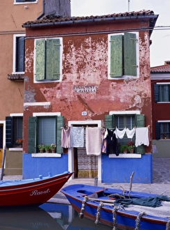 Washing Line Prints: A typical canalside house