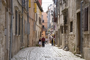 Rovinj Prints: Typical cobbled street in the old town, Rovinj (Rovigno), Istria, Croatia, Europe