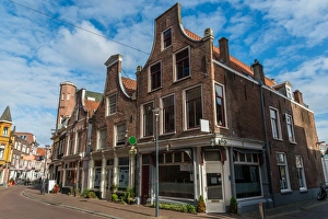Pavements Prints: Typical Dutch houses in Haarlem, Netherlands, Europe