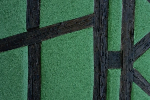 Riquewihr Prints: Detail of typical green timbered house, Riquewihr, Haut-Rhin, Alsace, France, Europe