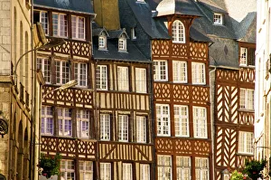 Brittany Prints: Typical half timbered houses, old town, Rennes, Brittany, France, Europe