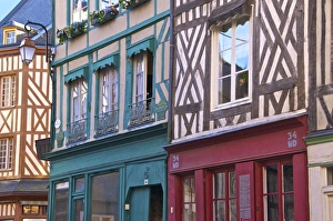 Calvados Prints: Typical half timbered Norman houses, Honfleur, Calvados, Normandy, France, Europe