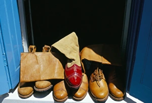 Karpathos Prints: Typical hand made leather Olymbos boots