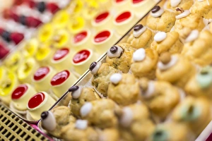 Milan Prints: Typical homemade sweets and pastries of the old Cafe Cova, Milan, Lombardy, Italy, Europe
