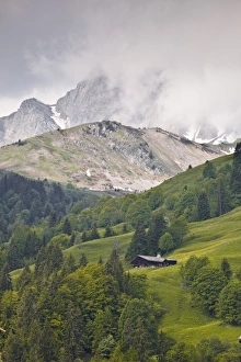 Chalet Prints: A typical house in the mountains, Haute-Savoie, France, Europe