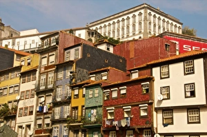 Laundry Prints: Typical houses in the Ribeira quarter, Oporto, Portugal, Europe