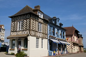 Calvados Prints: Typical Norman half timbered houses, Beaumont en Auge, Calvados, Normandy, France, Europe