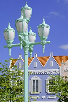 Aruba Prints: Typical pastel shades on mock Dutch architecture, Aruba, Dutch Antilles