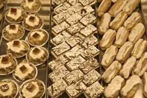 Images Dated 12th April 2010: Typical Spanish cakes and cookies, Triana Market, Seville, Andalucia, Spain, Europe