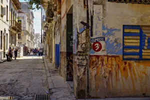 Graffiti Prints: Typical street, Havana, Cuba, West Indies, Central America