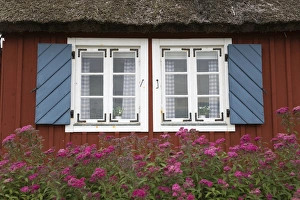Shutters Prints: Typical Swedish cottage window, Arild, Kulla Peninsula, Skane, South Sweden, Sweden