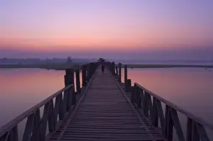Amarapura Prints: U Beins Bridge, at 1. 2km long the worlds longest teak bridge