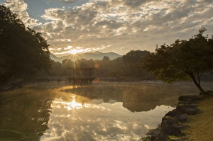 Shelter Prints: Ukimido Pavilion in Nara Park at dawn, Nara, Kansai, Japan, Asia