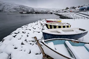 Docked Prints: Ullapool Harbour and Loch Broom in winter