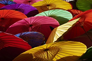 Umbrellas at Borsang Handicraft Village, Chiang Mai, Thailand, Southeast Asia, Asia