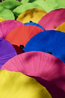 Chiang Mai Prints: Umbrellas at Borsang Handicraft Village, Chiang Mai, Thailand, Southeast Asia, Asia
