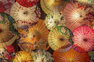 Light Beam Prints: Umbrellas in Kuanxiangzi Alley, Chengdu, Sichuan Province, Peoples Republic of China