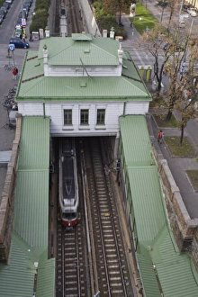Images Dated 5th October 2007: Underground train, from roof of Main Public Library, Vienna, Austria, Europe