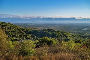 National Prints: Untouched mountain scenery showcases natural beauty of South Ossetia in Russia with rolling hills and blue skies