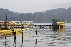 Stilt House Prints: Unusual shaped coastal hills of Coron Island