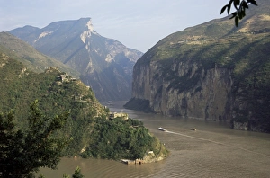 Three Gorges Prints: Upstream end seen from Fengjie, Qutang Gorge, Three Gorges, Yangtze River, China, Asia