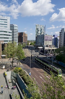 Trams Prints: Urban street scene on A212 with tram passing through Croydon