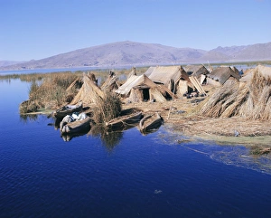Uros Prints: Uros Indian dwellings