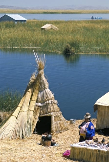 Reed Prints: Uros (Urus) village on floating island