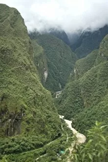 The Urubamba River flows below Machu Picchu, Peru, South America