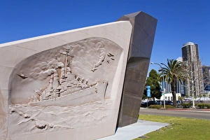 San Diego Prints: USS San Diego Memorial, Tuna Harbor, San Diego, California, United States of America