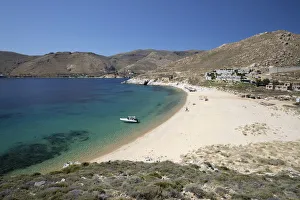 Serifos Prints: Vagia beach with view of Coco Mat Hotel on south coast, Serifos, Cyclades, Aegean Sea