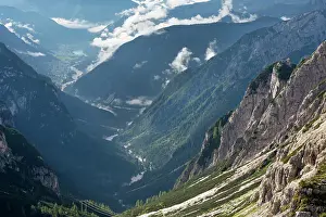Tyrol Prints: Val Marzon viewed from path connecting refuges Auronzo and Lavaredo