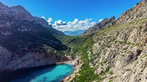 Geography Prints: Vale Boquer offers turquoise water and rocky hills in Mallorca, Balearic Islands, Spain