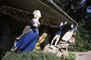 Isles Of Scilly Collection: Valhalla figureheads, Tresco Gardens, Isles of Scilly, United Kingdom, Europe