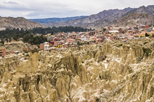 La Paz Prints: Valle de la Luna (Valley of the Moon) and houses of the city of La Paz, La Paz Department