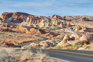 Road Marking Prints: Valley of Fire State Park, Nevada, United States of America, North America