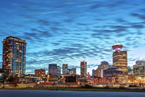 Vancouver Prints: Vancouver skyline and high rise buildings at night, Vancouver, British Columbia, Canada