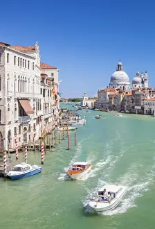 Grand Canal Prints: Vaporettos (water taxis) passing Palazzo Barbaro and the Santa Maria della Salute