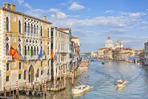 Venetian Prints: Vaporettos (water taxis) passing Palazzo Cavalli-Franchetti, on the Grand Canal, Venice