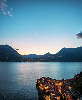 Romance Prints: Varenna at dusk, Lake Como, Lecco province, Lombardy, Italy