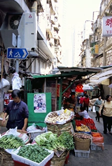 Mid Level Prints: Vegetable market, Mid-Levels, Hong Kong Island, Hong Kong, China, Asia