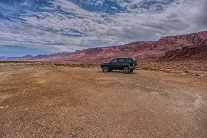 Dirt Prints: Vehicle parked next to Jackass Creek off of US89A near Echo Cliffs on the way to Vermilion Cliffs Arizona