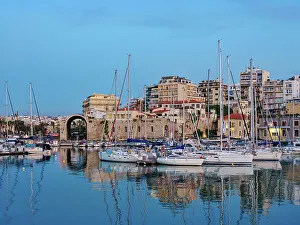 Heraklion Prints: Venetian Dockyards at the Old Port at dusk