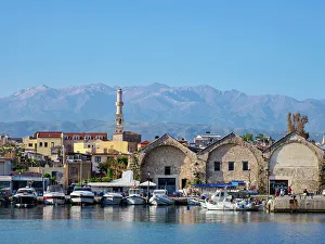 Chania Prints: Venetian Shipyards, City of Chania, Crete, Greek Islands, Greece, Europe